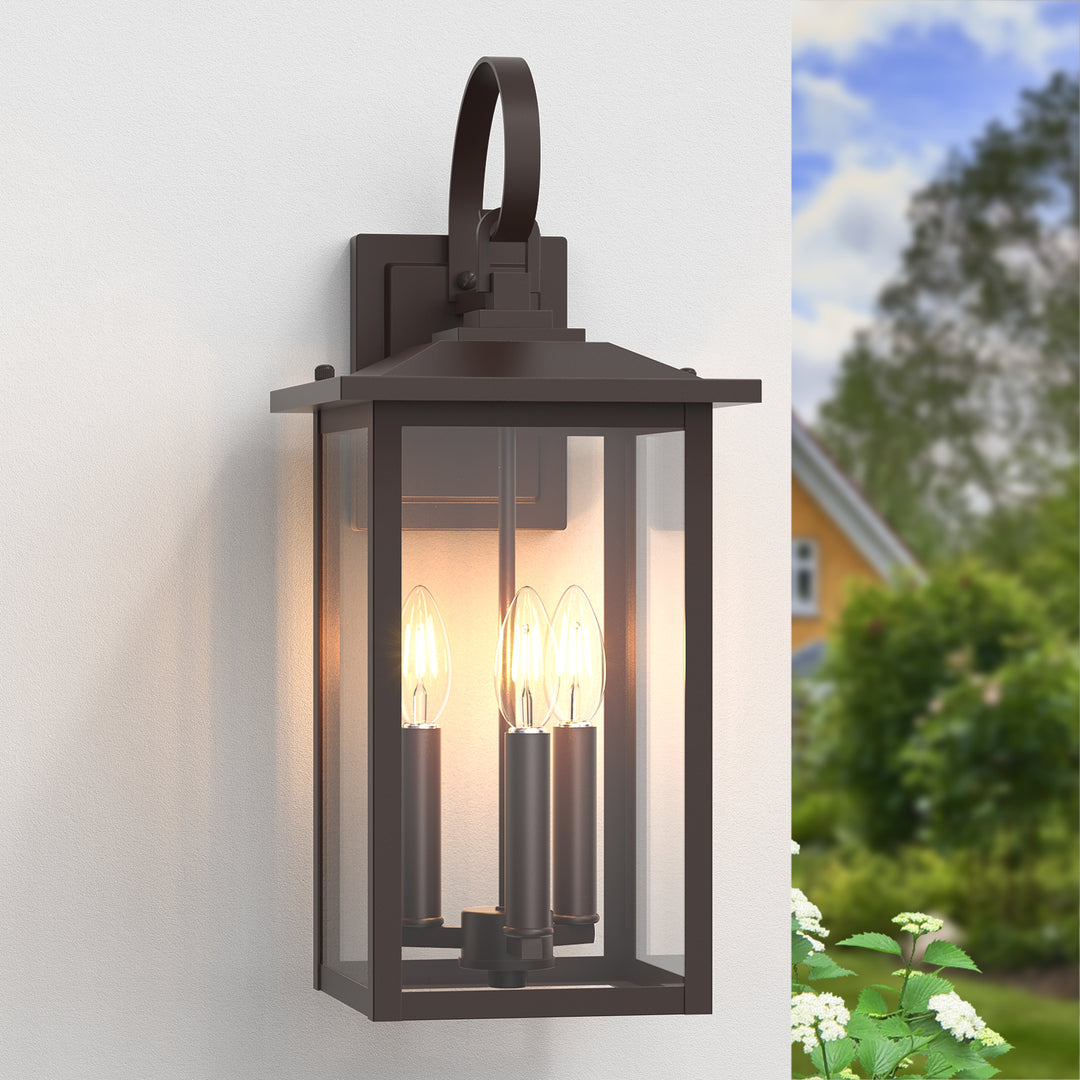 Dusk to Dawn 12.5" Outdoor Wall Sconce, Exterior Wall Light Fixture, Matte Black Porch Light Outdoor, Outside Wall Mount Lantern for House Garage Doorway (Bulb Include) #7004