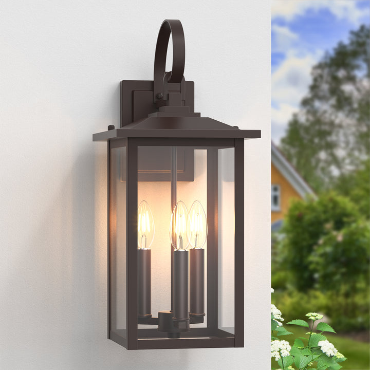 Dusk to Dawn 12.5" Outdoor Wall Sconce, Exterior Wall Light Fixture, Matte Black Porch Light Outdoor, Outside Wall Mount Lantern for House Garage Doorway (Bulb Include) #7004