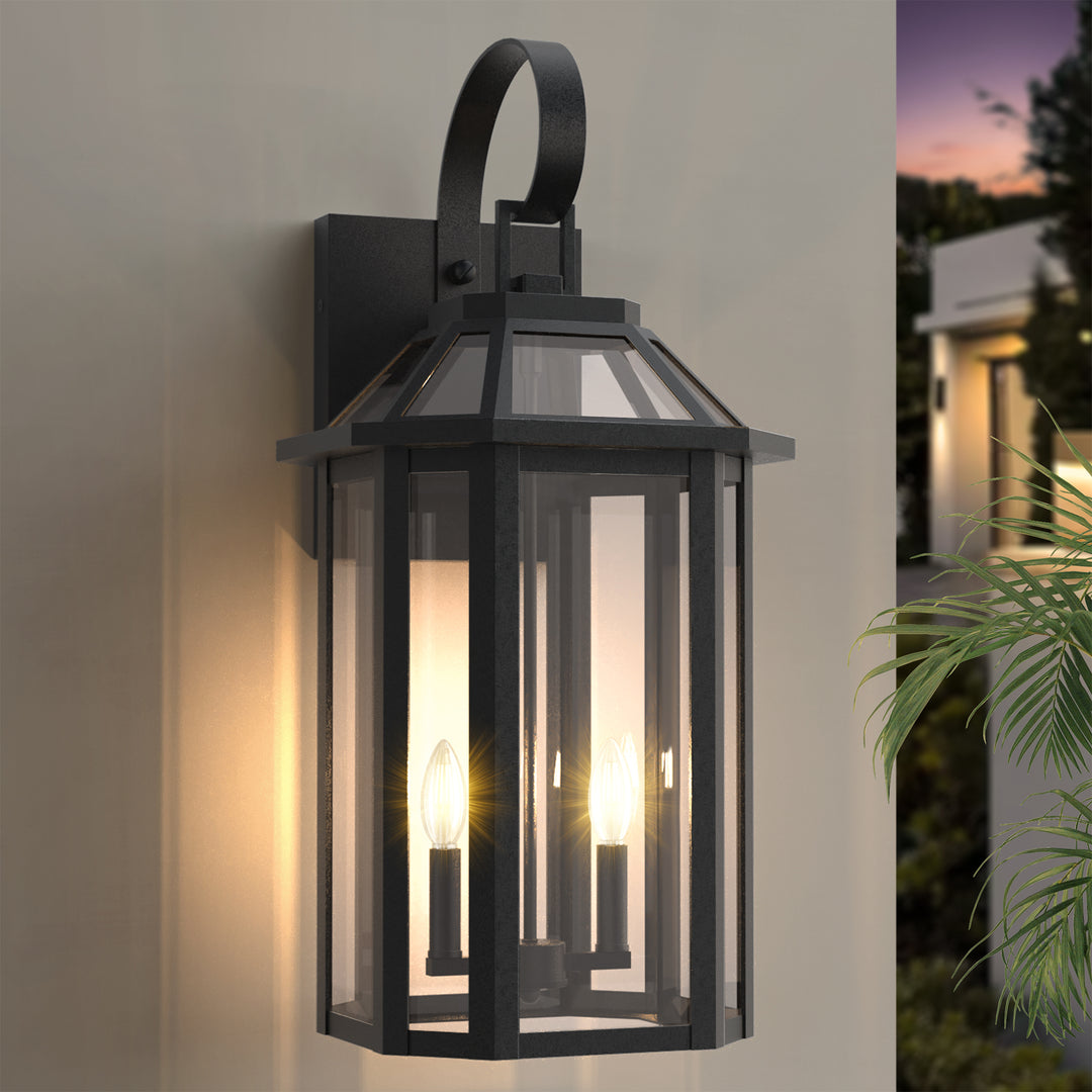 Solstice Matte Black Outdoor Wall Lantern With Tempered Glass #7065