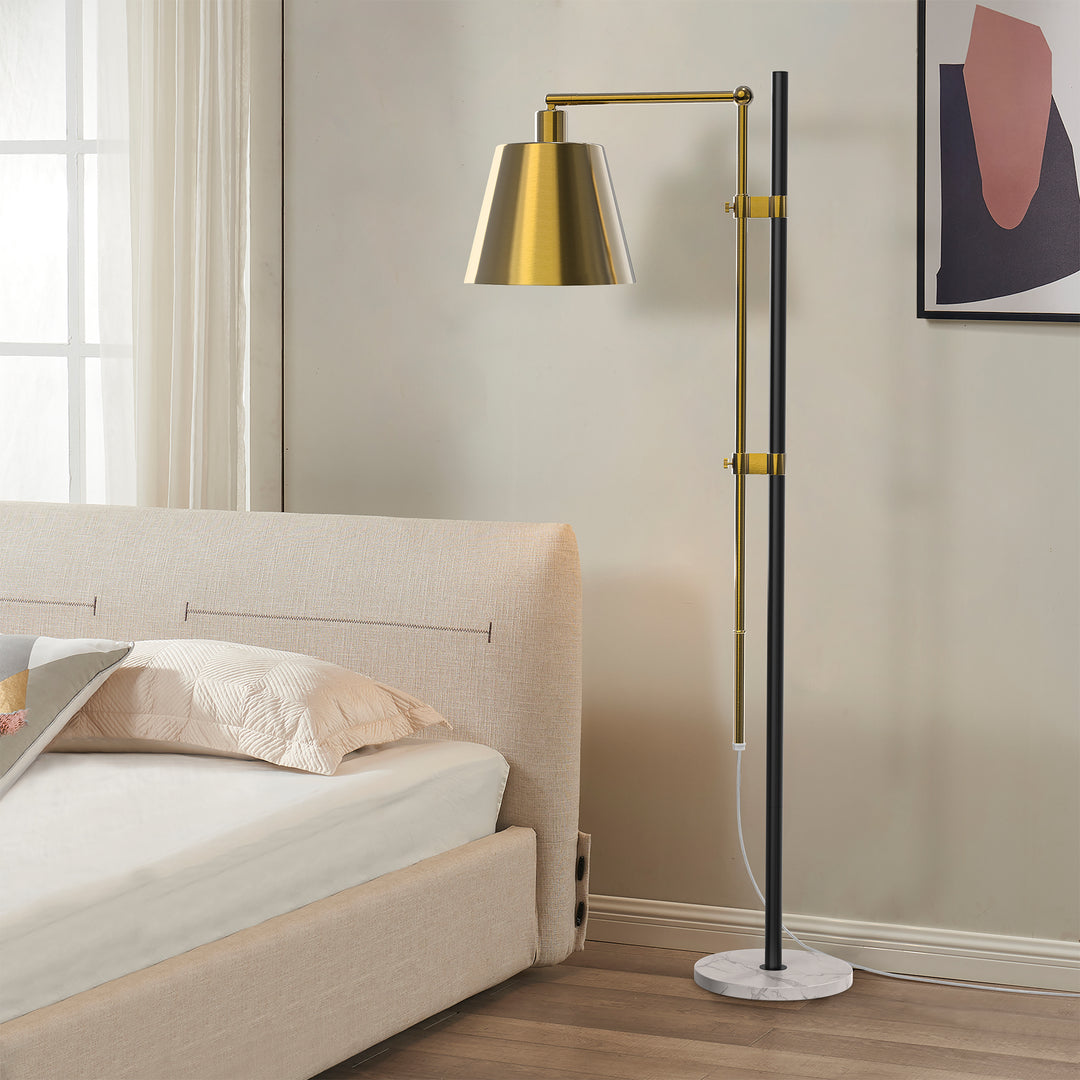 73.2" Metal And Marble Task Floor Lamp