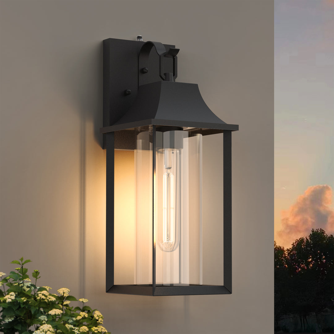 Solstice  1 - Light 18" H Glass Outdoor Wall Lantern With Dusk To Dawn #7058