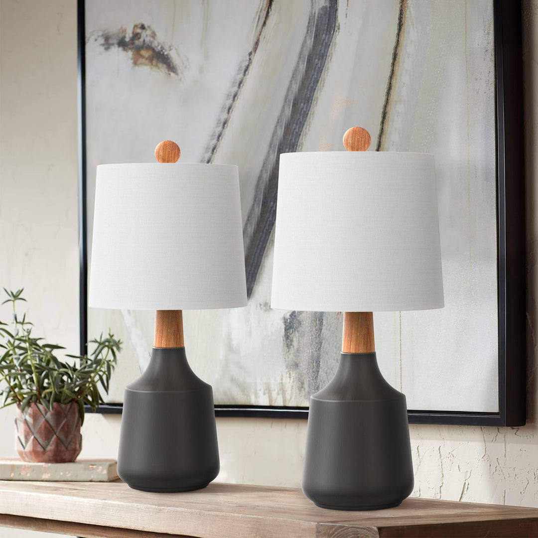 19.75'' Black Ceramic/Metal Table Lamp (Set of 2)