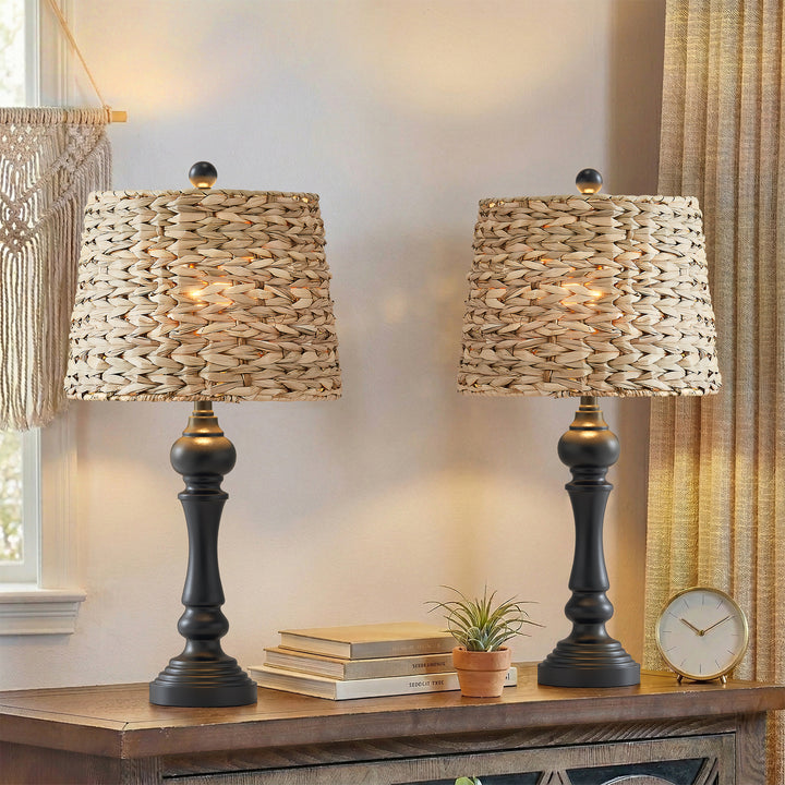 Maxax Coastal Rustic White Modern Table Lamp (Set of 2) #T150