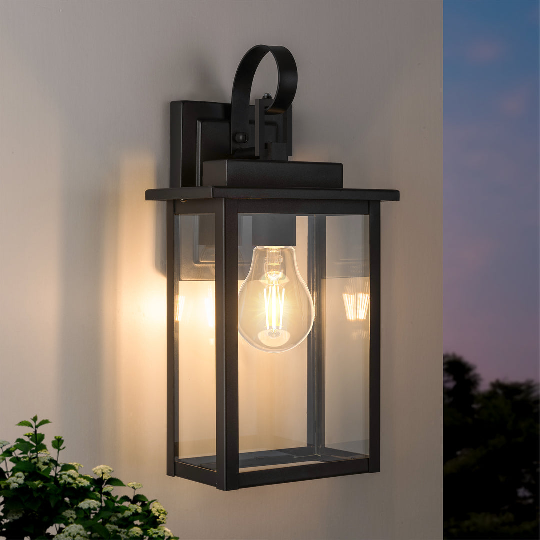 Maxax Dusk to Dawn 12" Outdoor Wall Light, Exterior Waterproof Wall Sconce, Matte Black Front Porch Light, Outside Wall Mount Lantern for House Garage Doorway (Bulb Include) #7041