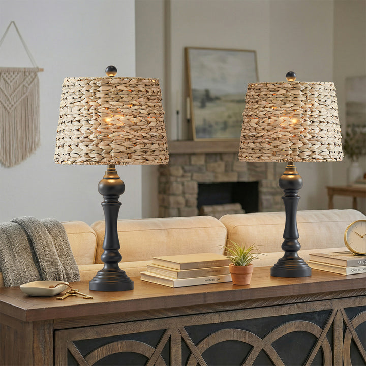 Maxax Coastal Rustic White Modern Table Lamp (Set of 2) #T150