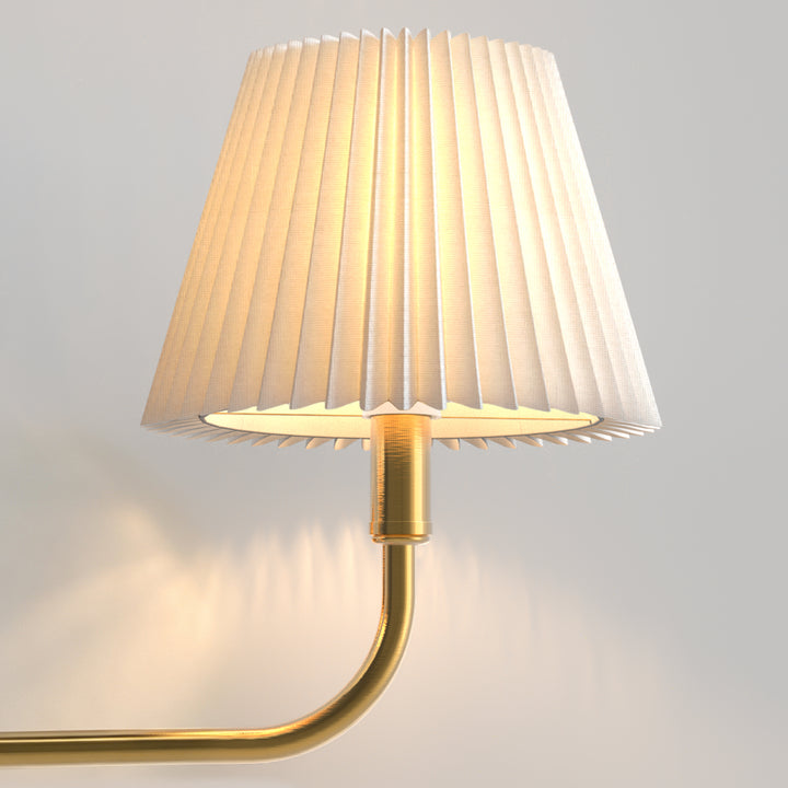 Glow Brass Armed Sconce With White Linen Shade #39006