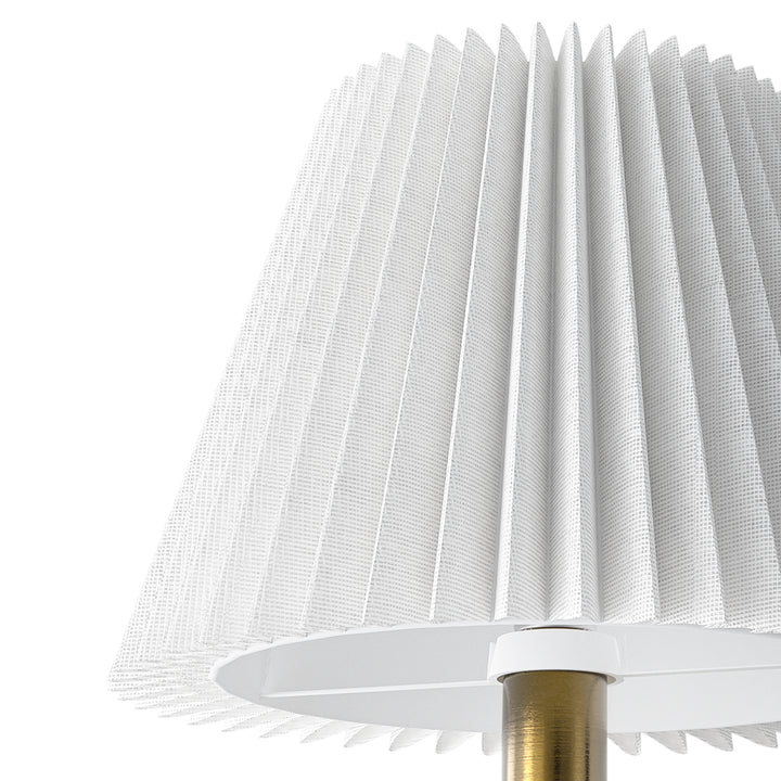 Glow Brass Armed Sconce With White Linen Shade #39006