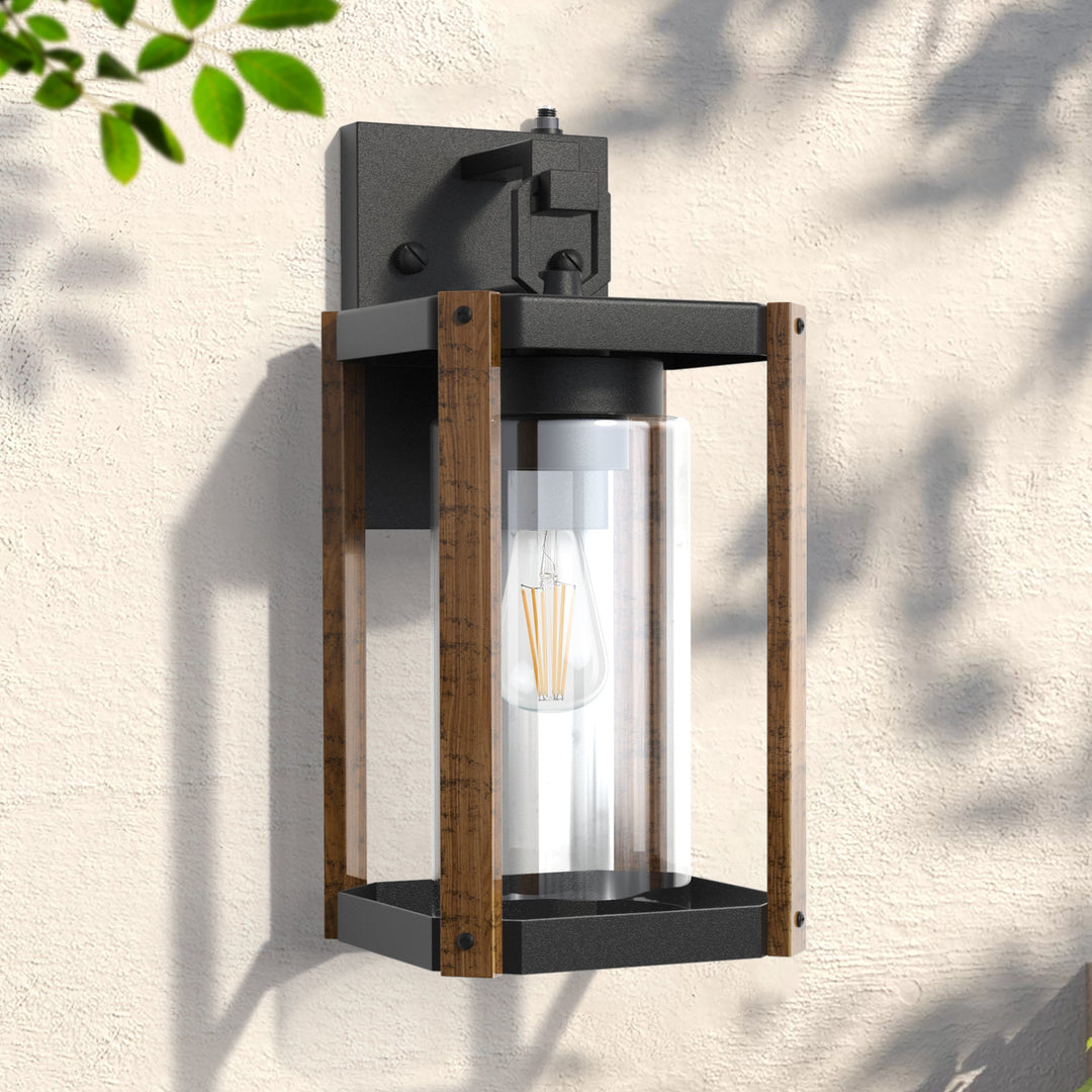 1-Light 13'' Iron And Glass Wall Light With Dusk To Dawn #7051