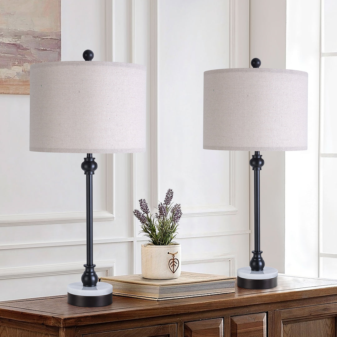 28.3" Marble And Metal Table Lamp For Living Room/bedroom (Set of 2) #T264