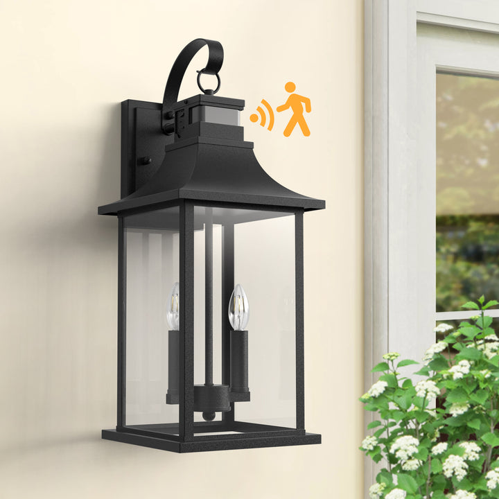 Solstice 1 - Light 19"H Aluminium Outdoor Wall Lantern With Dusk To Dawn And Motion Sensor #7059