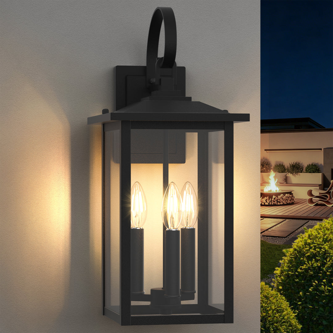 Dusk to Dawn 12.5" Outdoor Wall Sconce, Exterior Wall Light Fixture, Matte Black Porch Light Outdoor, Outside Wall Mount Lantern for House Garage Doorway (Bulb Include) #7004