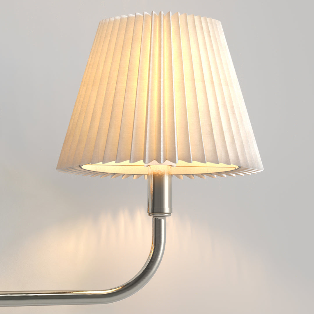 Glow Brass Armed Sconce With White Linen Shade #39006