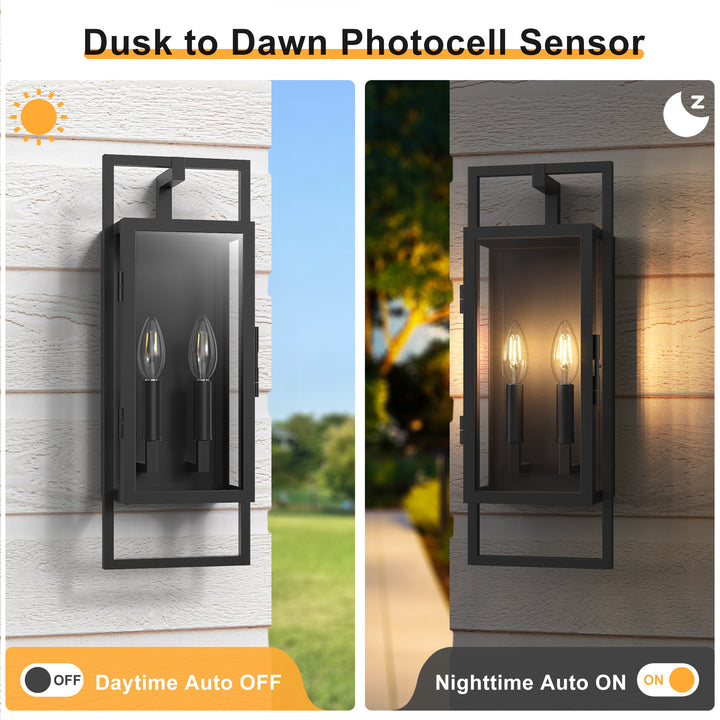 Radiance 3 -Light Steel And Glass Outdoor Wall Light with Dusk to Dawn #7030