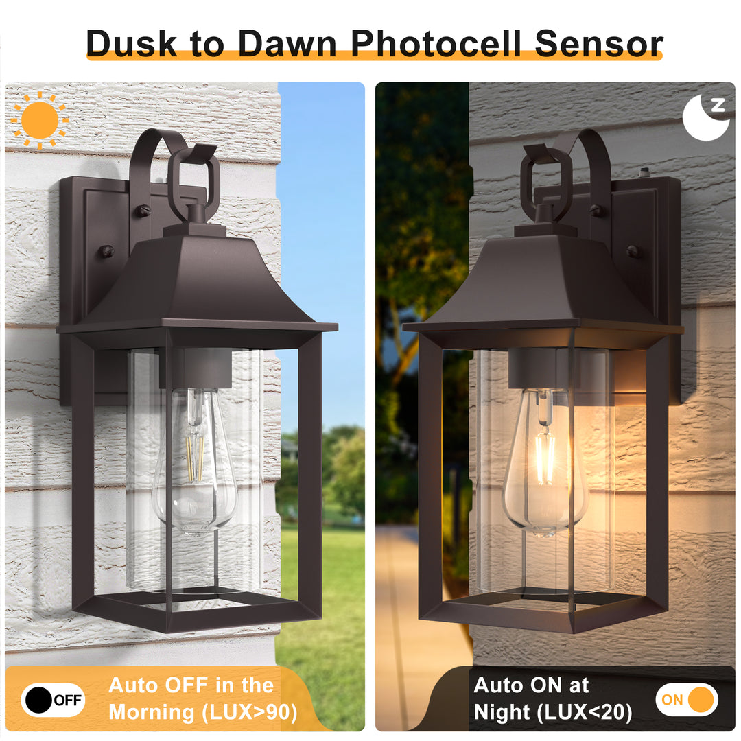 1 - Light Black Outdoor Wall Lantern with Clear Glass #7038