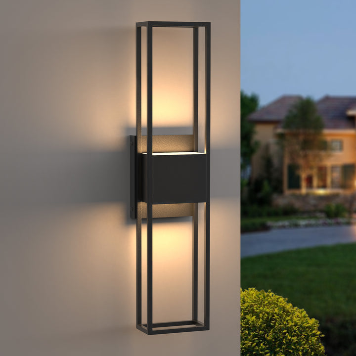 Modern Outdoor Wall Lights, 27.56IN Large Wall Sconce - 3000K Warm White Integrated LED Exterior Lighting Fixture, Waterproof Outdoor Lantern Lights for House, Porch, Garage #7079-2BK