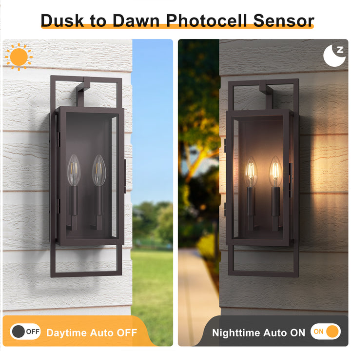 Radiance 3 -Light Steel And Glass Outdoor Wall Light with Dusk to Dawn #7030