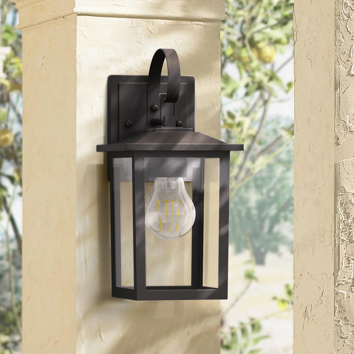 Dusk to Dawn 12.5" Outdoor Wall Sconce, Exterior Wall Light Fixture, Matte Black Porch Light Outdoor, Outside Wall Mount Lantern for House Garage Doorway (Bulb Include) #7004