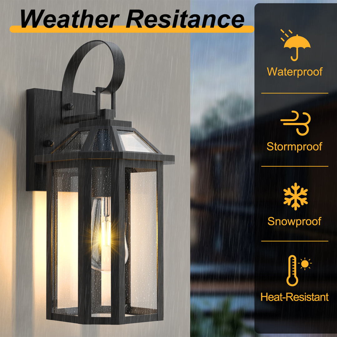 Solstice Matte Black Outdoor Wall Lantern With Tempered Glass #7065