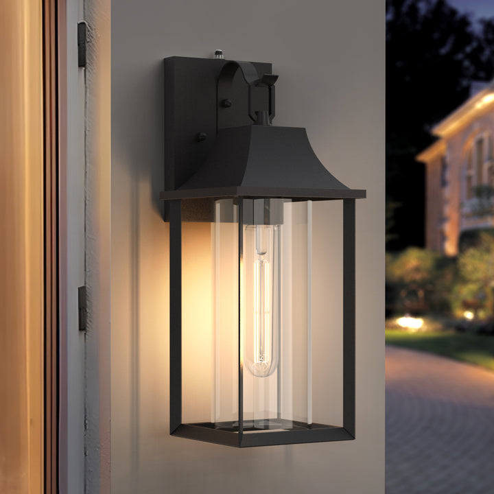 Solstice  1 - Light 18" H Glass Outdoor Wall Lantern With Dusk To Dawn #7058