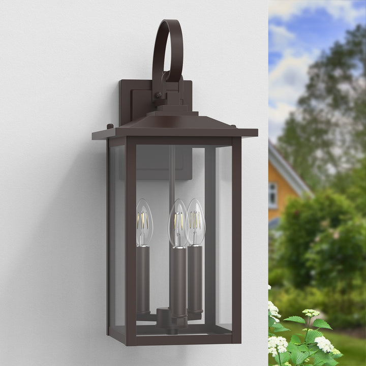Dusk to Dawn 12.5" Outdoor Wall Sconce, Exterior Wall Light Fixture, Matte Black Porch Light Outdoor, Outside Wall Mount Lantern for House Garage Doorway (Bulb Include) #7004