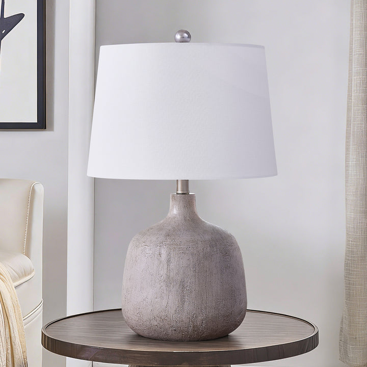 Shimmer 23.5" Farmhouse Resin Table Lamp With Usb And Type C Ports 3 Way Dimmable Rotary Switch Bedside Lamp For Bedroom And Living Room #T275