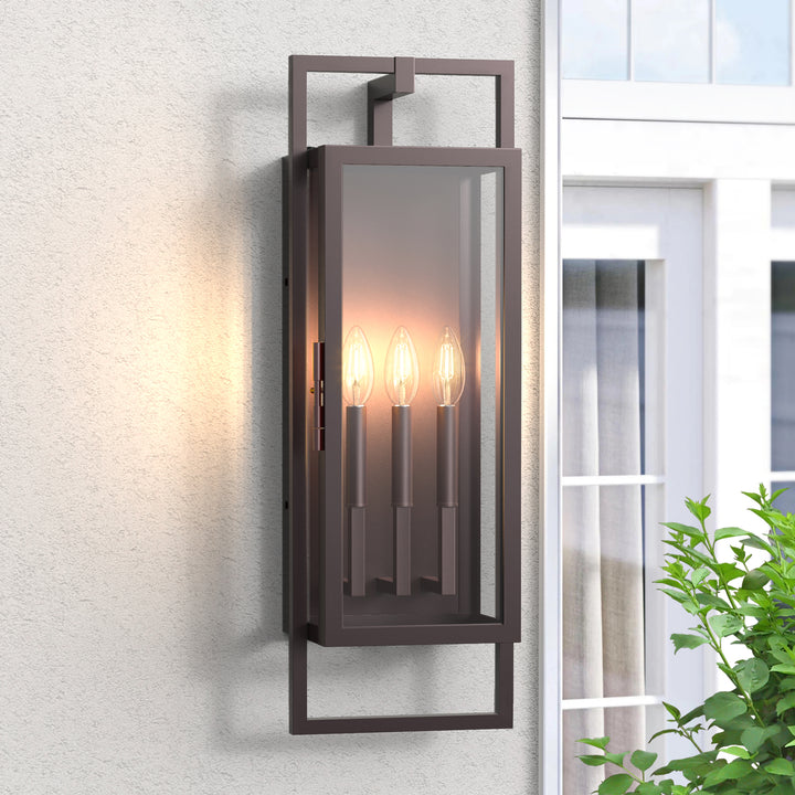 Radiance 3 -Light Steel And Glass Outdoor Wall Light with Dusk to Dawn #7030