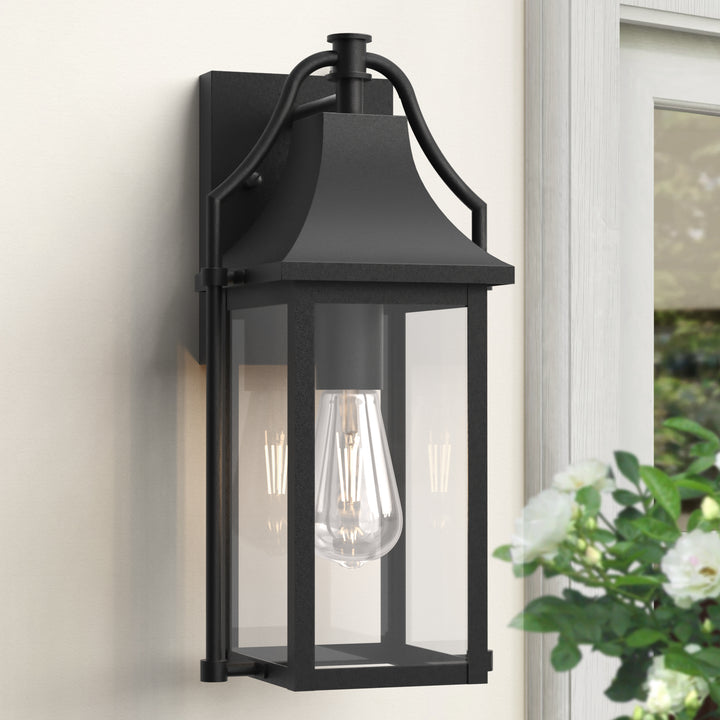 Lawyettle 18" Outdoor Wall Lantern with Dusk to Dawn Sensor, 2-Light Waterproof Brown Wall Sconce with Glass for Porch, Garage, Front Door, Patio #7040