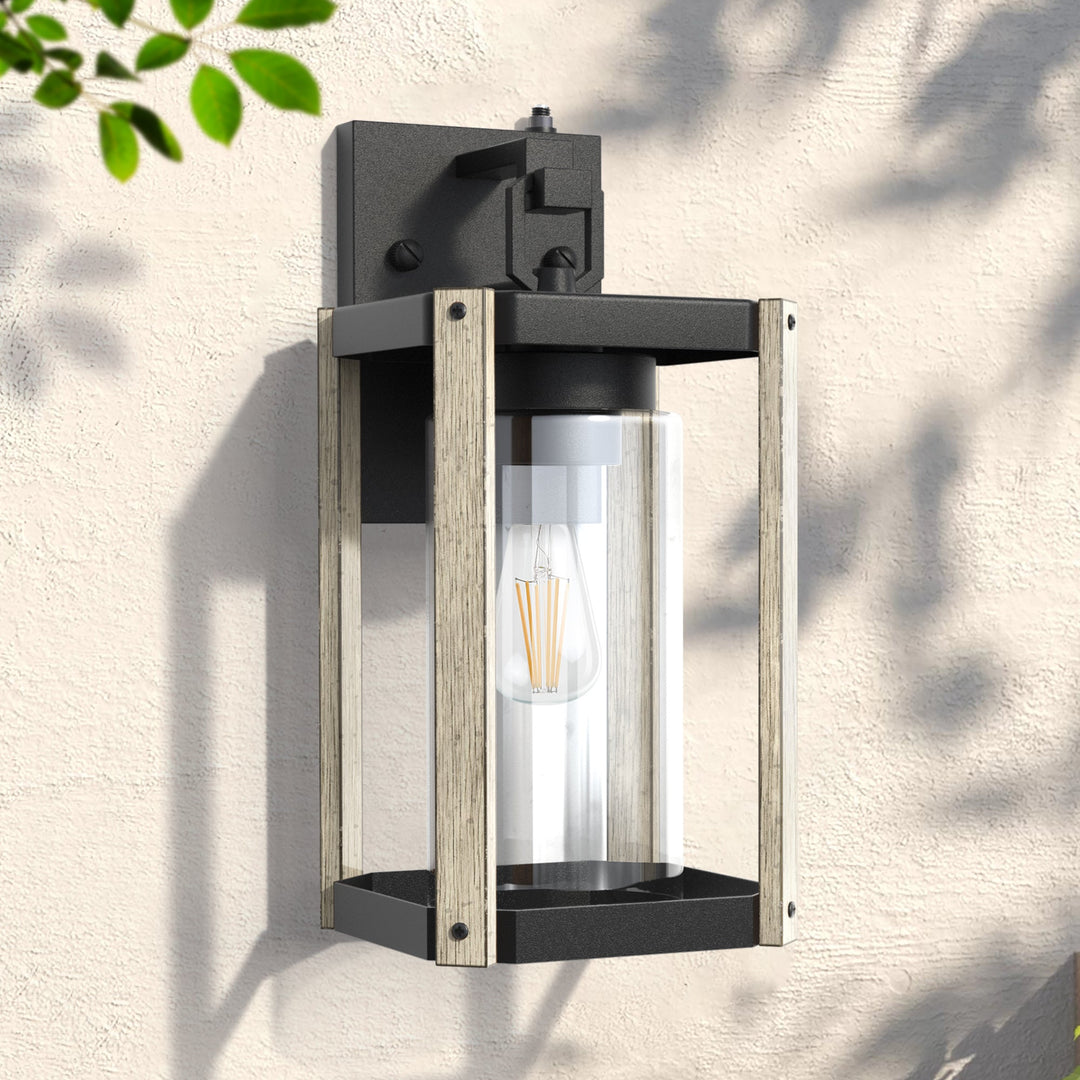 1-Light 13'' Iron And Glass Wall Light With Dusk To Dawn #7051