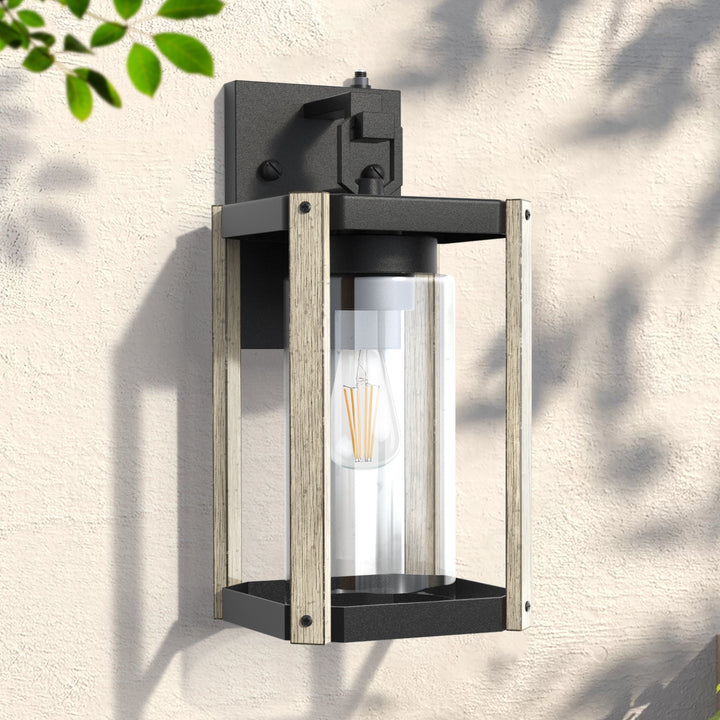 1-Light 13'' Iron And Glass Wall Light With Dusk To Dawn #7051