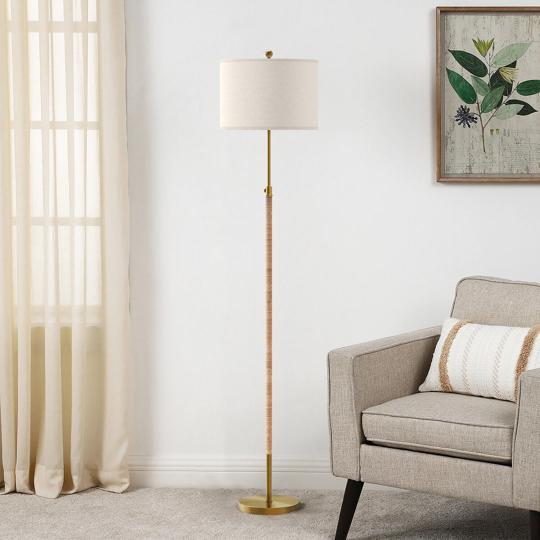 70" Adjustable Modern Rattan Floor Lamp For Living Room/bedroom #F262-BK