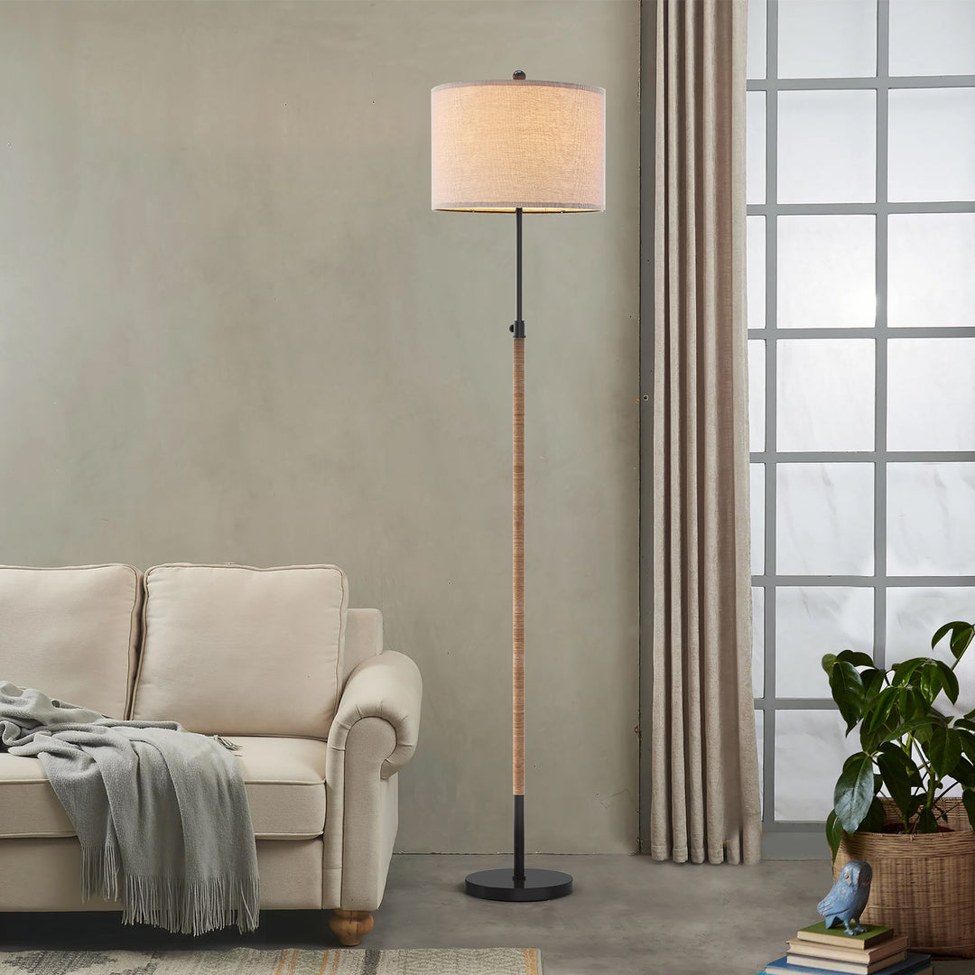 70" Adjustable Modern Rattan Floor Lamp For Living Room/bedroom #F262-BK