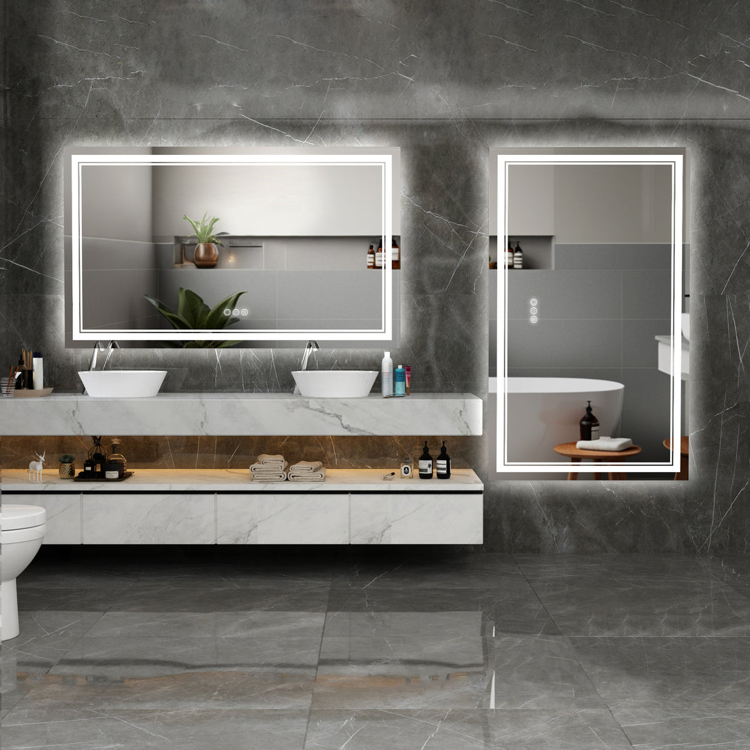 Maxax Modern Frameless Anti-Fog LED Lighted Dimmable Wall Mounted Bathroom Vanity Mirror #MXML01-915