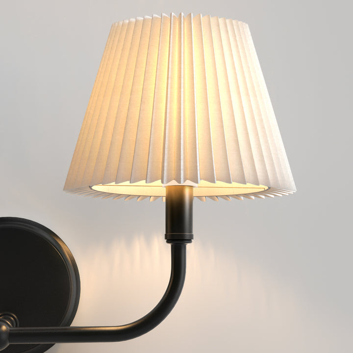 Glow Brass Armed Sconce With White Linen Shade #39006