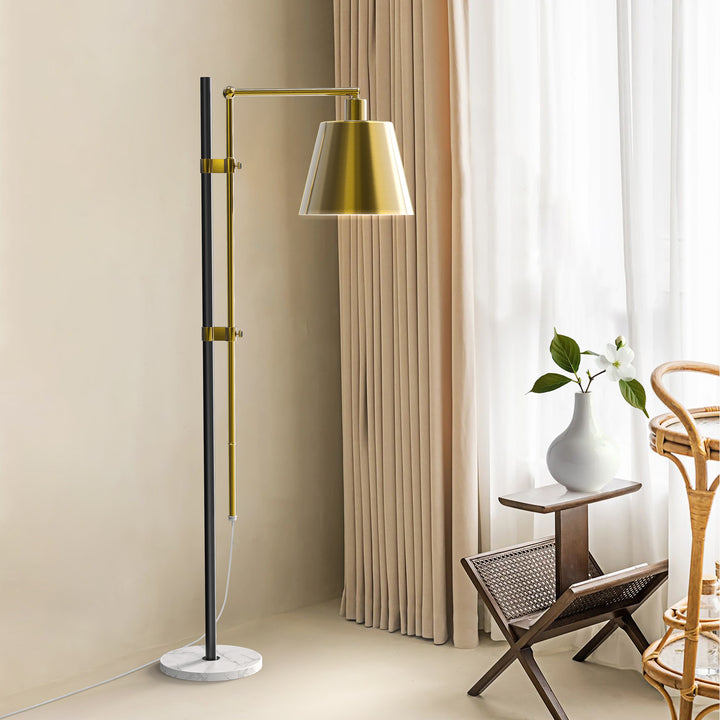 73.2" Metal And Marble Task Floor Lamp