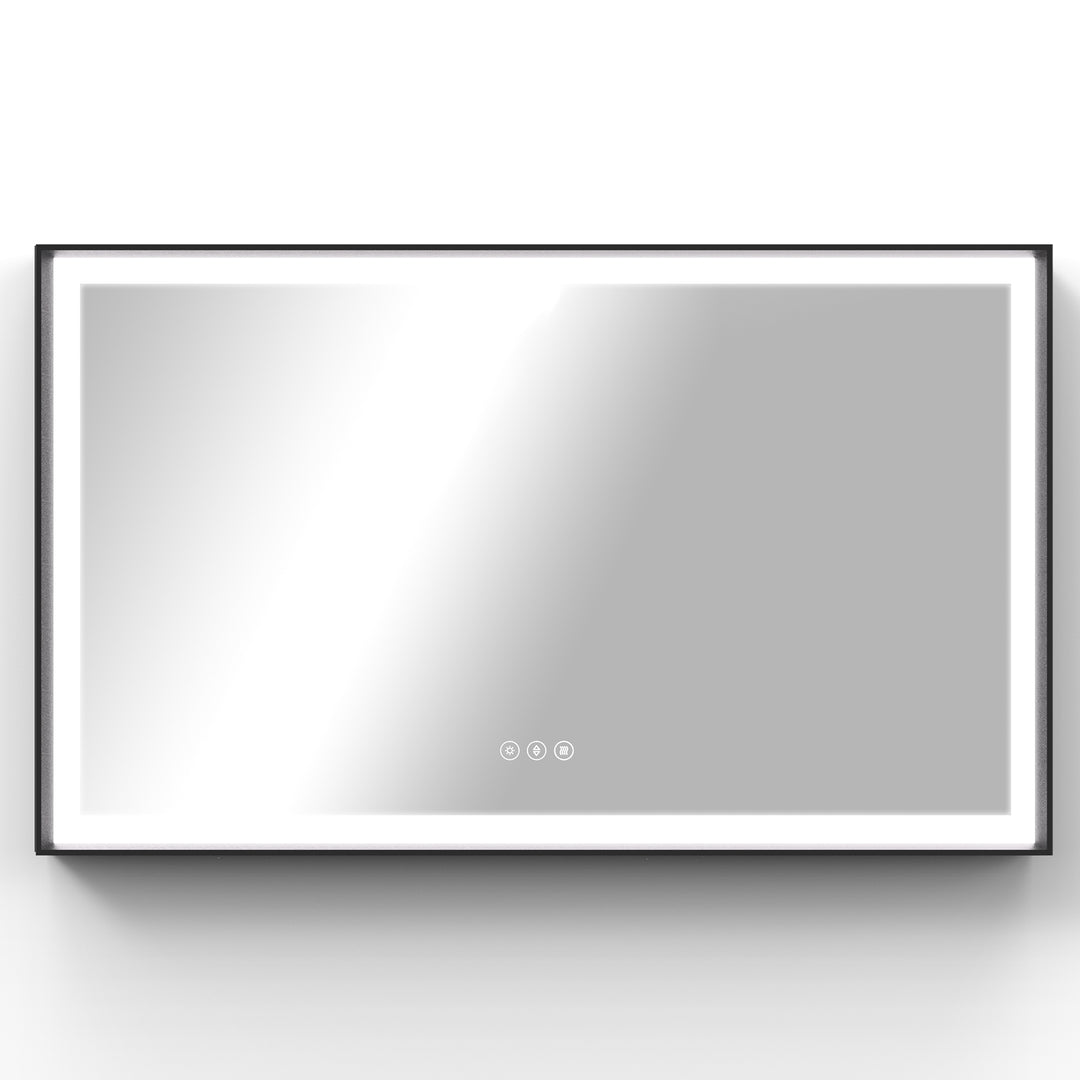 Modern Space Aluminum Framed Led Lighted Dimmable Anti-Fog Tempered Glass Bathroom / Vanity Mirror #MS02