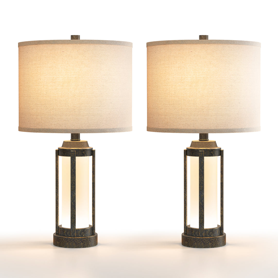 24″ Modern Farmhouse Glass Table Lamps with Night Light & USB-C, Set of 2 #T291