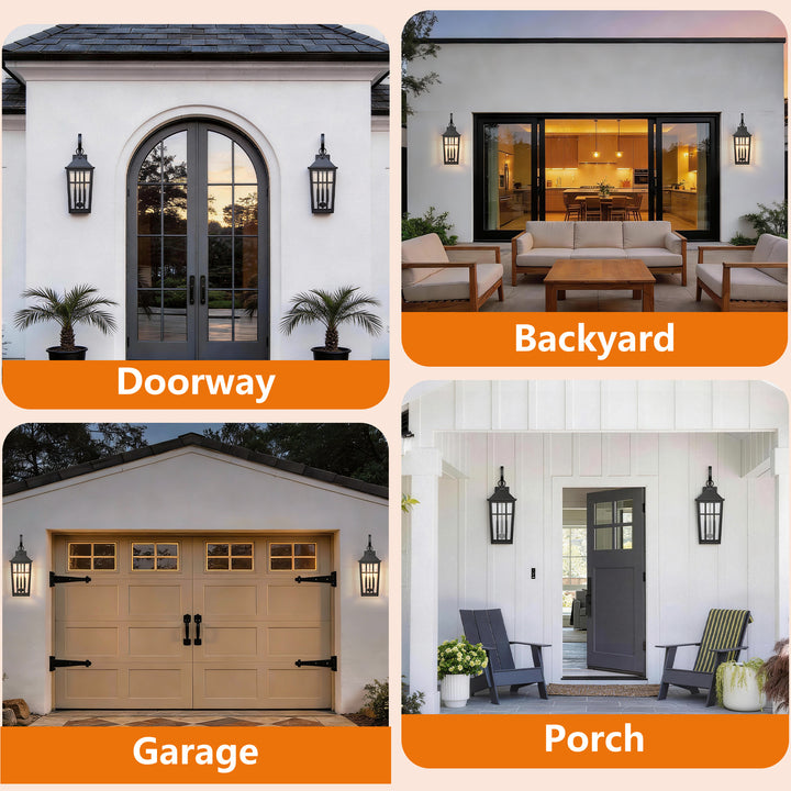Solstice 12.6''H Black Iron Clear Tempered Glass Outdoor Wall Light with Dusk to Dawn and Built-In GFCI Outlet (Set of 2) #OW7118