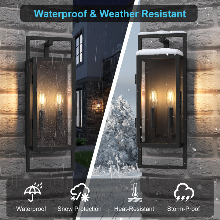 Radiance 3 -Light Steel And Glass Outdoor Wall Light with Dusk to Dawn #7030