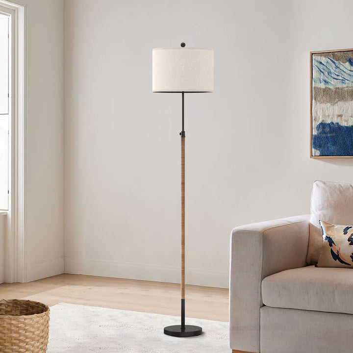 70" Adjustable Modern Rattan Floor Lamp For Living Room/bedroom #F262-BK