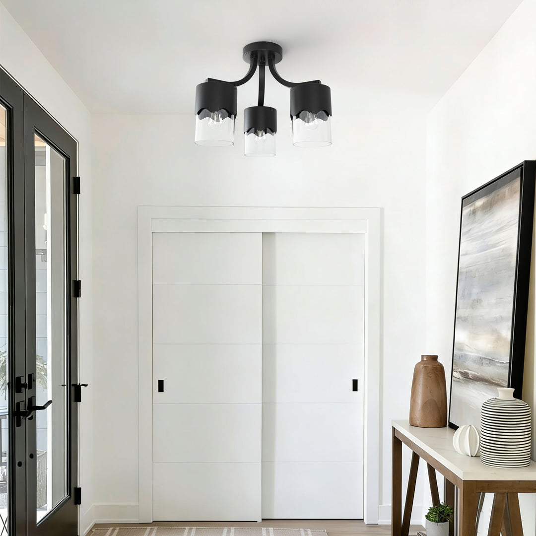 Glimmer 15.75 "- 3 Lights Modern Cluster Brushed Brass/Matte Black/Brushed Nickel Semi Flush Mount Lighting Fixture For Hallway/Laundry Room #29036