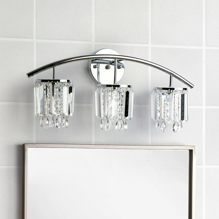 Dimmable Bathroom Vanity Light With Crystal Shade #19233-3CH