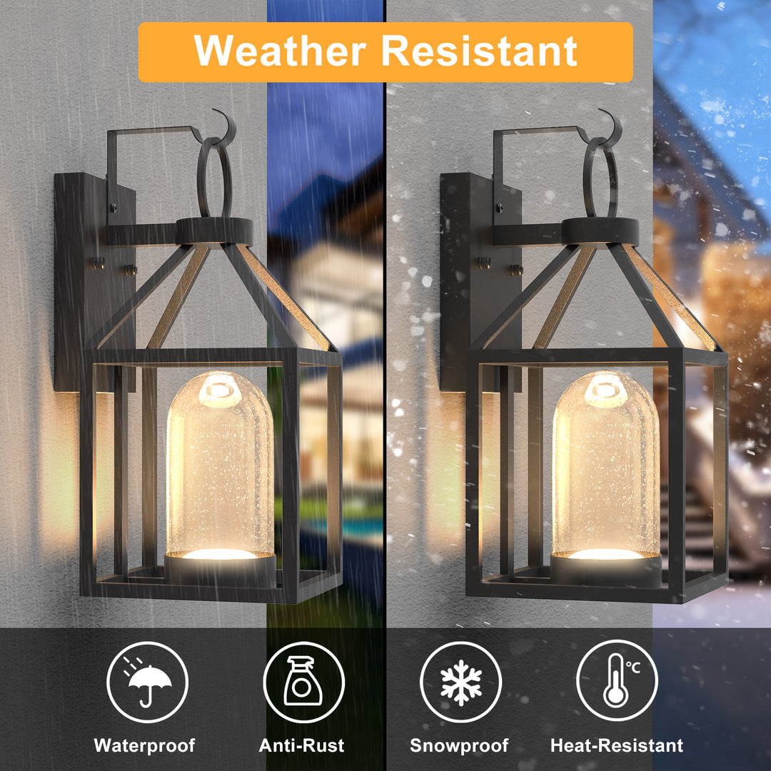 Solstice 1-Light 14'' Iron And Glass Led Led Outdoor Wall Lantern With Dusk To Dawn #7053