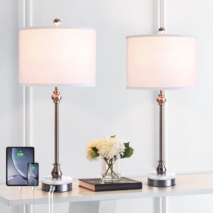 28.3" Marble And Metal Table Lamp For Living Room/bedroom (Set of 2) #T264