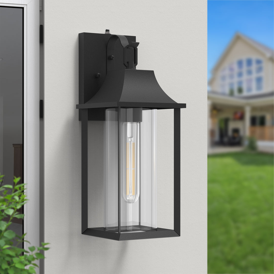 Solstice  1 - Light 18" H Glass Outdoor Wall Lantern With Dusk To Dawn #7058