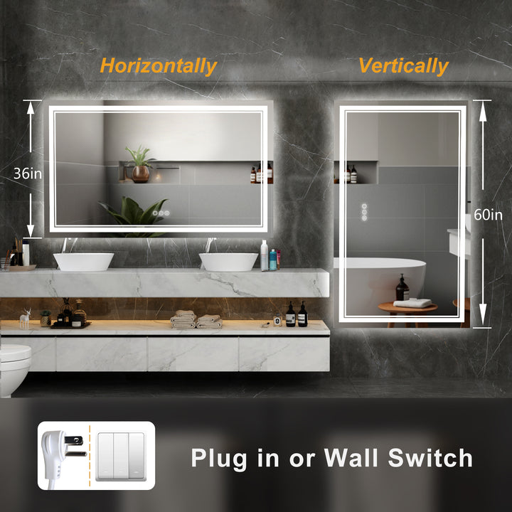 Elevate Home Maxax Modern Frameless Anti-Fog LED Lighted Dimmable Wall Mounted Bathroom Vanity Mirror #MXML01-915