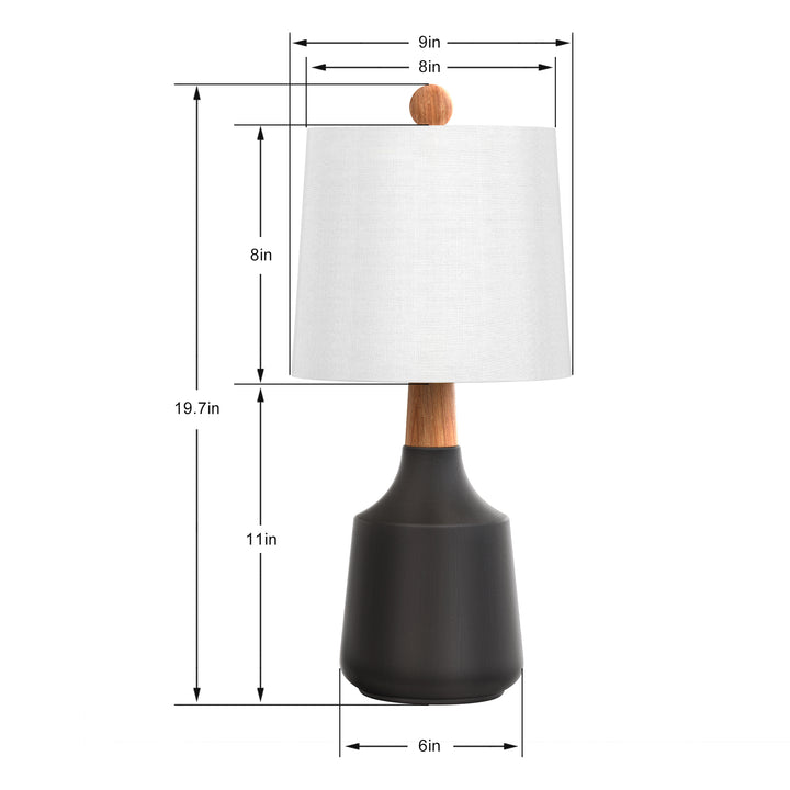 19.75'' Black Ceramic/Metal Table Lamp (Set of 2)