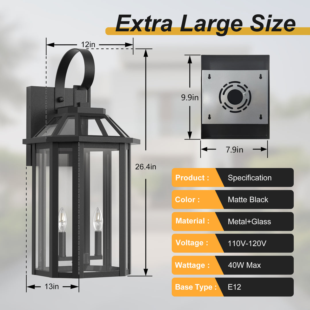Solstice Matte Black Outdoor Wall Lantern With Tempered Glass #7065