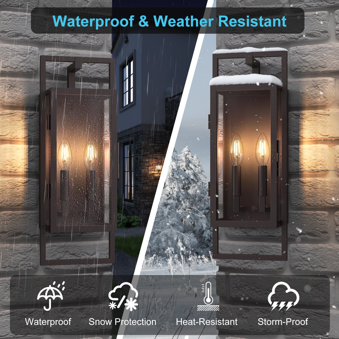 Radiance 3 -Light Steel And Glass Outdoor Wall Light with Dusk to Dawn #7030