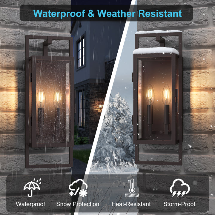 Radiance 3 -Light Steel And Glass Outdoor Wall Light with Dusk to Dawn #7030