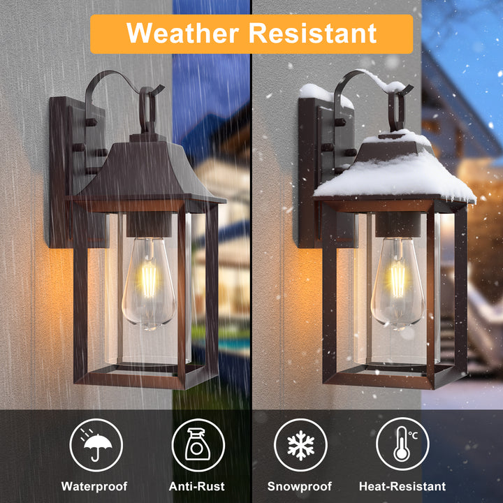 1 - Light Black Outdoor Wall Lantern with Clear Glass #7038